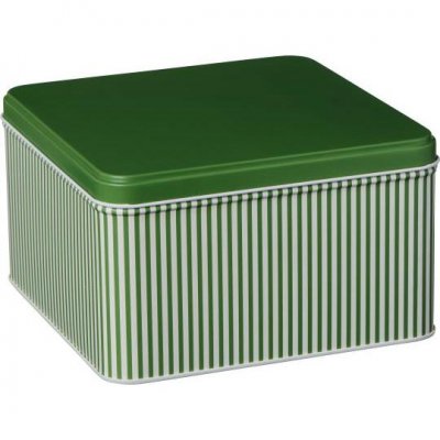 ib larsen plåtburk kakburk randig grön