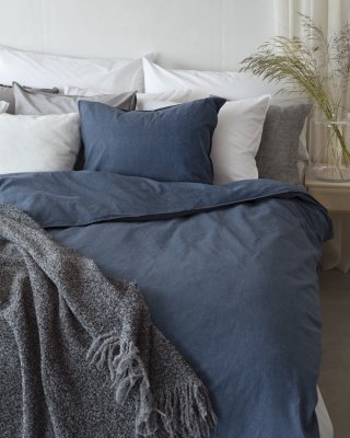 bäddset marinblå washet