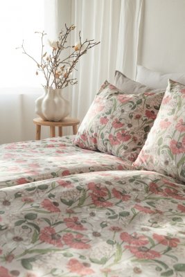 franzens textil borganäs bäddset fleur rosa2-delar