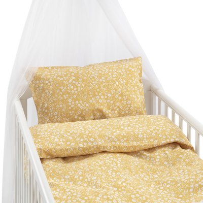 franzens textil borganäs bäddset spjälsäng hedda gul blommig