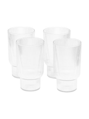 ribbade dricksglas i plast 4-pack