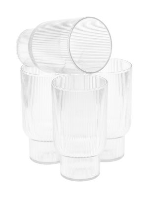 ribbade dricksglas i plast 4-pack