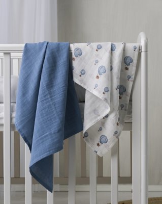 Muslinwrap 70x70 Ballong Blå, 2-pack