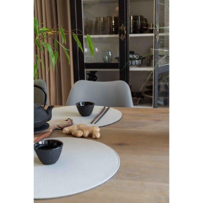 tablett dukning beige sand rund