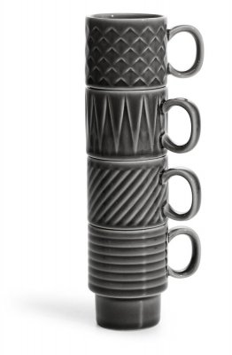 Coffee & More espressokopp grå 4-pack