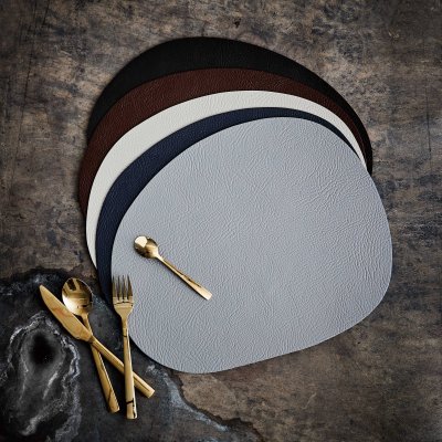 Raw bordstablett återvunnet läder beige